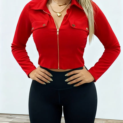 UNICORN Slim-Fit Lapel Zip Casual Solid Long Sleeve Shirt xs s m l xl