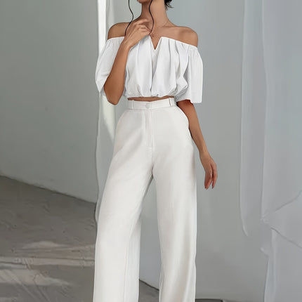 UNICORN Off-the-Shoulder Solid Color Short Blouse  Daily Wear, Parties, All-Season xs s m l