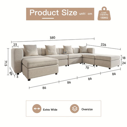 UNICORN Modern Modular Sectional Sofa Living Room Furniture Beige