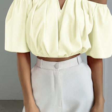 UNICORN Off-the-Shoulder Solid Color Short Blouse  Daily Wear, Parties, All-Season xs s m l