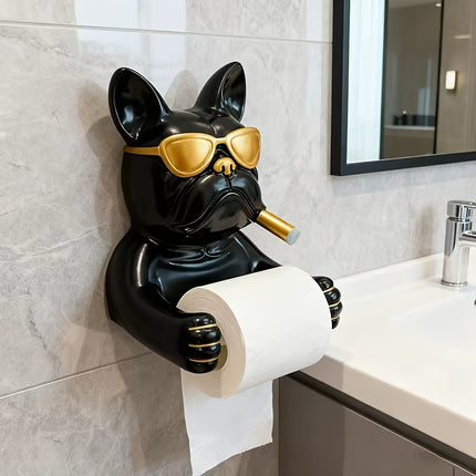 UNICORN 1pc French Bulldog Wall-Mounted Tissue Holder Black