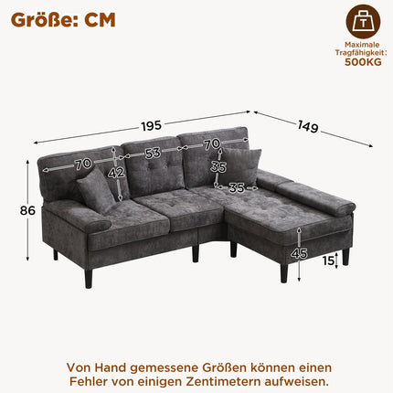 UNICORN L-shaped Corner Sofa Three-seat Multi-functional Chaise Lounge Gray Beige