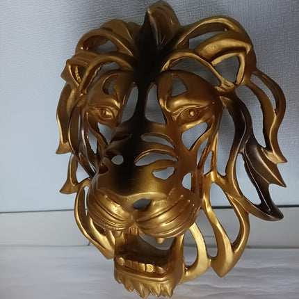 UNICORN Golden Lion Statue Elegant Wall-Mounted Resin Lion Sculpture Suitable for Home