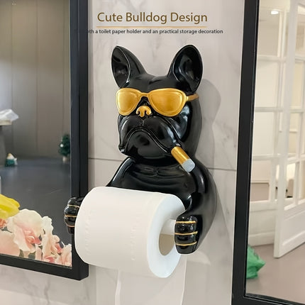 UNICORN 1pc French Bulldog Wall-Mounted Tissue Holder Black