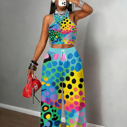 UNICORN Ladies American Retro Y2K Spicy Two-Piece Set Colorful Polka s m l xl xxl