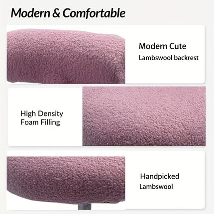 UNICORN Gray Blue Pink Rolling Stool with Lamb&apos Fleece Seat Cushion