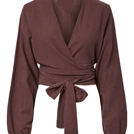 Agnes cropped blouse deep mahogany