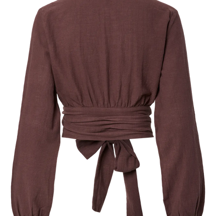 Agnes cropped blouse deep mahogany