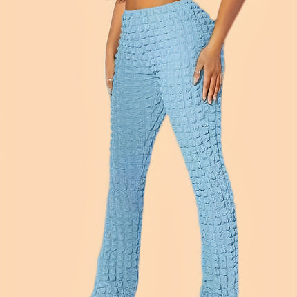 UNICORN Women High-Waisted Flare Pants Color Plaid Pattern xs s m l xl xxl