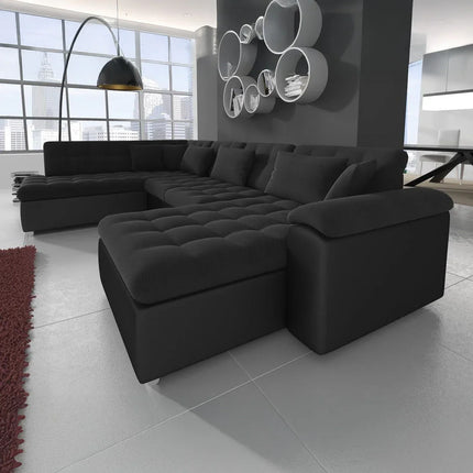 UNICORN 5-seater corner sofa with chaise longue Fabric gray anthracite black Width 350 cm Height 76 cm Depth 205 cm