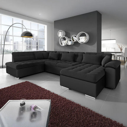 UNICORN 5-seater corner sofa with chaise longue, fabric black anthracite gray Width 350 cm Height 76 cm Depth 205 cm