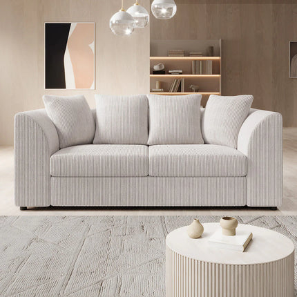UNICORN 3-Seater Sofa Ribbed fabric beige Width 182 cm Height 80 cm Depth 91 cm