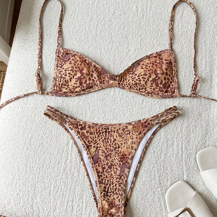UNICORN Color Bandeau No Underwire Tie Side Low Waist Printed Bikini Swimsuit xs m l