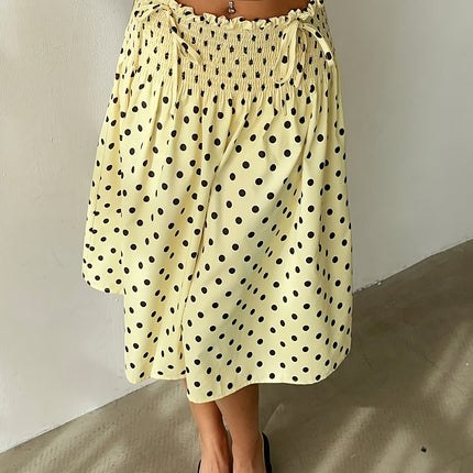 UNICORN Women's French-Style Vintage Smocked Waist Ruffle Hem Midi Skirt xs s m l xl