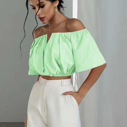 UNICORN Off-the-Shoulder Solid Color Short Blouse  Daily Wear, Parties, All-Season xs s m l