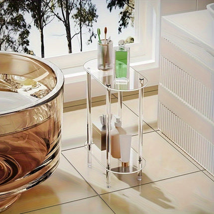 UNICORN Acrylic Oval Side Table 2-layer Bedside Table Suitable for Living Room