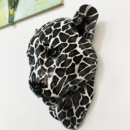 UNICORN Black And White Patterned Leopard Head Wall Sculpture in Art Deco Style