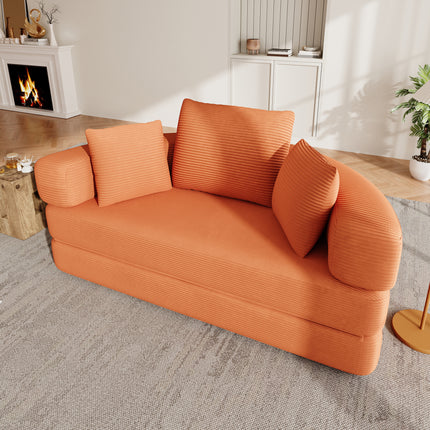 UNICORN Multifunctional Freestanding Foldable Sofa Bed Boneless Couch Oval Bed with Cushions, Modular Sofa Cord Fabric Cover (173 x 176 cm) Suitable for Apartments Living Room Bedroom