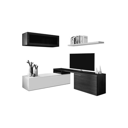 UNICORN Wall Unit TV Stand Living Room Furniture 200x41x44 cm Brown White Black