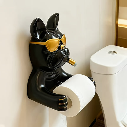 UNICORN 1pc French Bulldog Wall-Mounted Tissue Holder Black