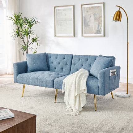 UNICORN Modern Teddy Boucle Two-Seater Sofa, 3-Stage Adjustable Backrest Blue