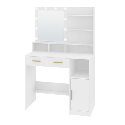 UNICORN Dressing Table with Mirror and 10 LED Light Adjustable Brightness White
