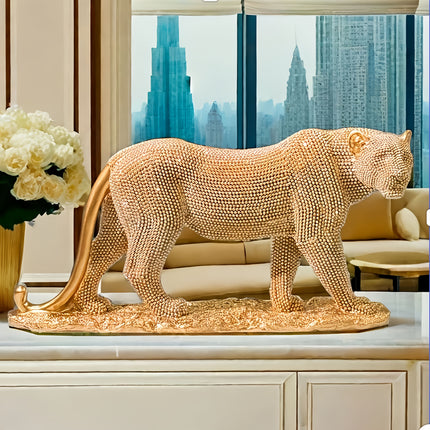 UNICORN Glam Style Resin Leopard Statue Decor for Living Room golden black silvery