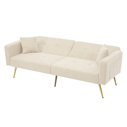 UNICORN Modern minimalist sofa bed size: 175*64*72 cm angle adjustable gold bed legs sofa with cushions side storage pockets