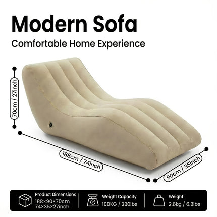 UNICORN Luxury High-End Beige L-Shaped Inflatable Sofa with Skin-Friendly Flocking