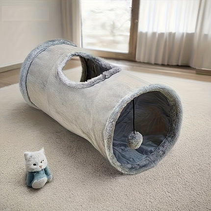 UNICORN Foldable plush cat tunnel with fun ball holes Gray Pink