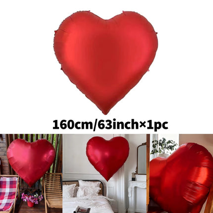 UNICORN 21pcs, 63-Inch Red Foil Balloons with 18-Inch Heart-Shaped Foil Balloons