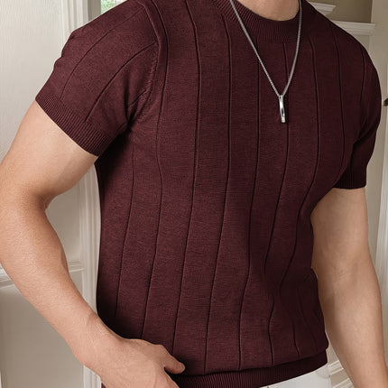 UNICORN Men Slim Fit Striped Textured Knit Crew Neck T-Shirt s m l xl