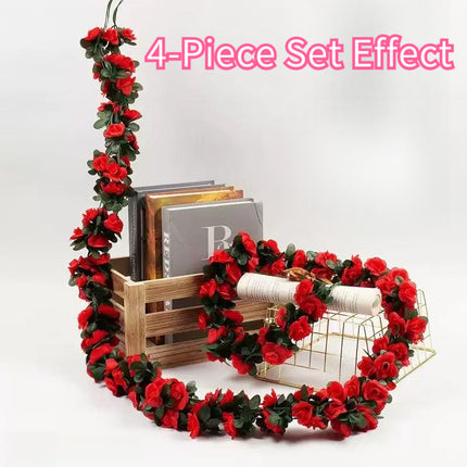 UNICORN 180pcs Red Rose Vine Decoration Set 4 Rolls, Rose Vines for Valentine'S Day