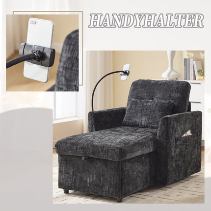 UNICORN Multifunctional Recliner Sofa, Lounge Chair with Phone Holder Black