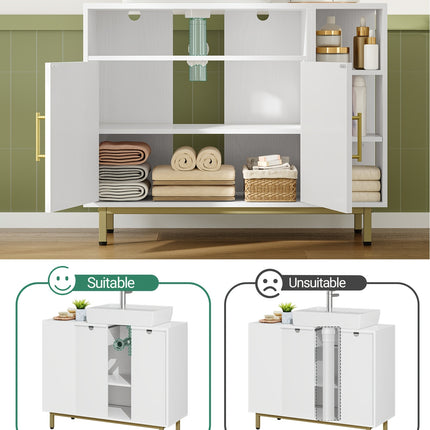 UNICORN Washbasin Cabinet, Bathroom Cabinet, 1 Drawer 2 Cabinet Doors