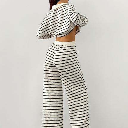 UNICORN Stylish And Relaxed Striped Pants Set for Women with a Tailored Collar xs s m l xl