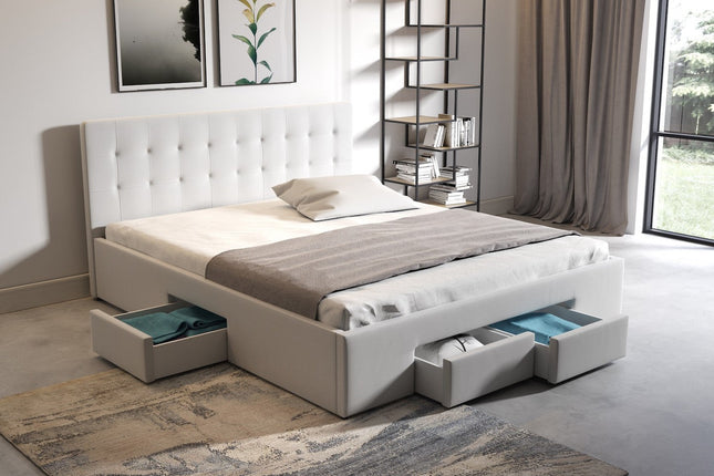UNICORN Milo Double Bed - White - Black - 160x200 cm