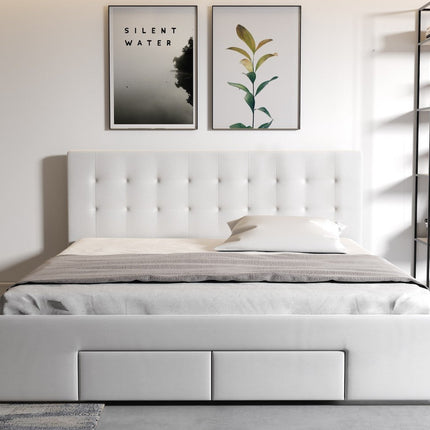 UNICORN Milo Double Bed - White - Black - 160x200 cm