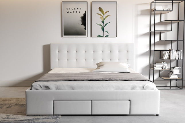 UNICORN Milo Double Bed - White - Black - 160x200 cm