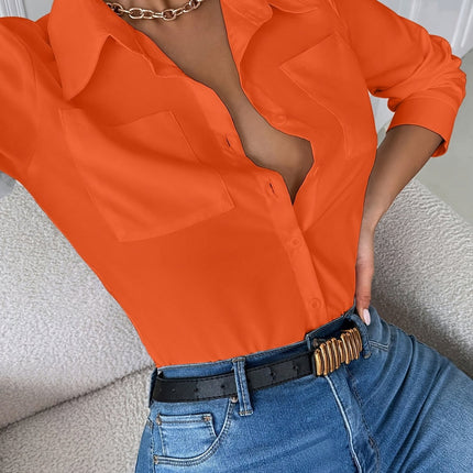 UNICORN Orange Collared Shirt Features Double Pockets s m l xl xxl