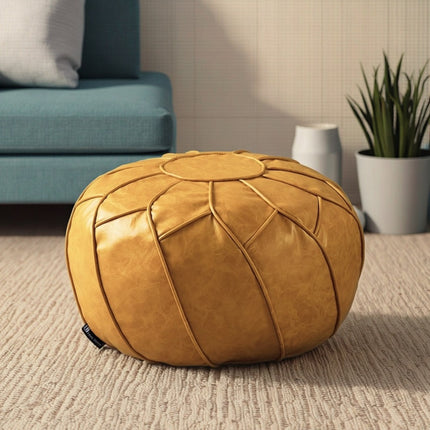 UNICORN Floor Cushion Stool with Old Clothes Storage Cover Faux Leather White Yellow