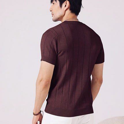 UNICORN Short-Sleeve Knitted Light Luxury T-Shirt White Brown s m l xl xxl