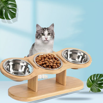 UNICORN Elevated Cat Bowl 3 Stainless Steel Bowls for Indoor Cats and Small Dogs