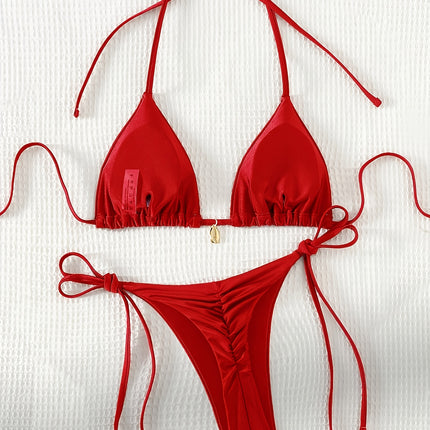 UNICORN Solid Color Halter Neck Sexy Bikini Set, Perfect for Summer Beach s m