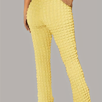 UNICORN Women High-Waisted Flare Pants Color Plaid Pattern xs s m l xl xxl