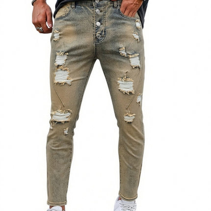 UNICORN Retro Yellow Stretchy Pants, Stylish Washed Pencil Faux Denim s m l xl xxl