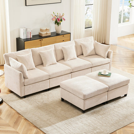 UNICORN Sofa Contemporary Chenille Fabric Sofa for Use in Homes Beige Gray
