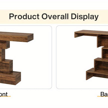 UNICORN Industrial Console Table, 108cm Narrow Wood Sofa Table Brown