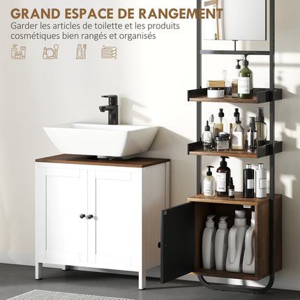 UNICORN Bathroom Column Furniture Storage Shelf with Mirror Wood And Metal Black