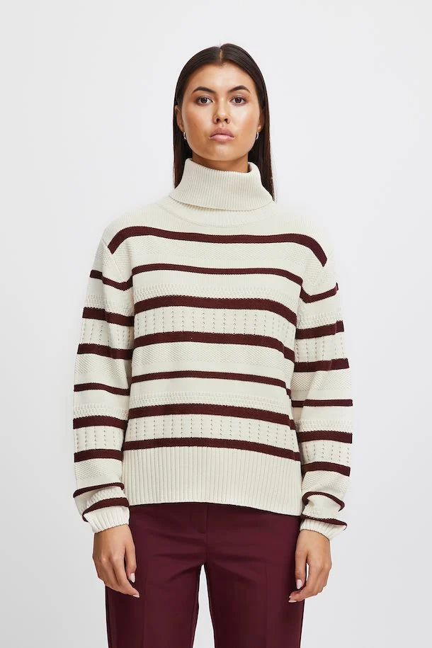 UNICORN Women's sweater striped cream white brown xs s m l xl xxl